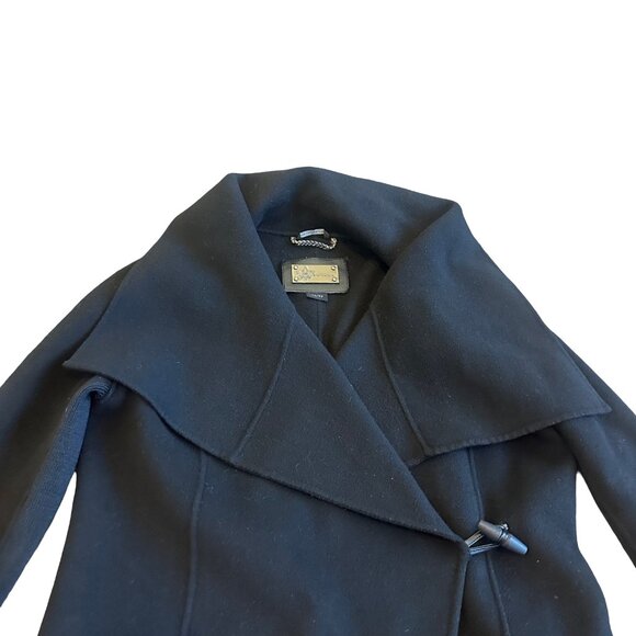 Mackage Black Asymmetrical Coat jacket Toggle Closure Oversized Collar Size XS - Picture 2 of 11